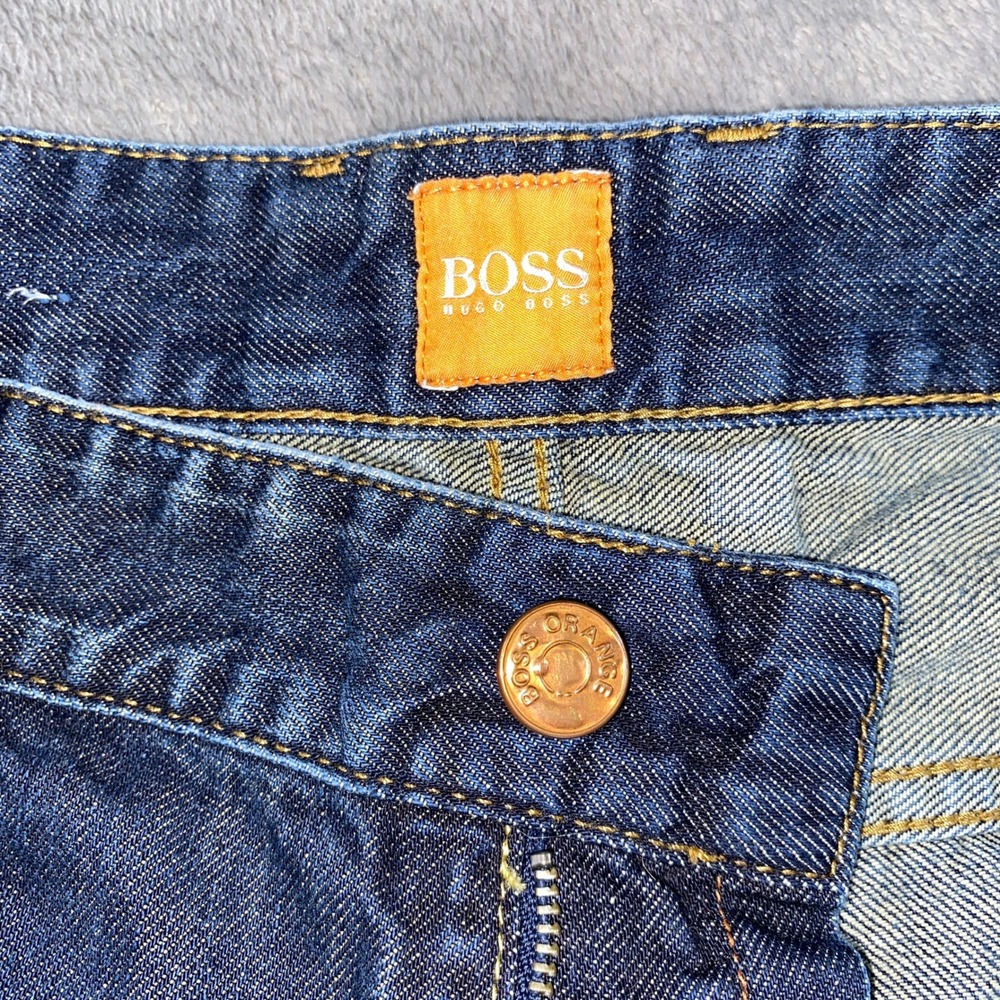 Hugo Boss Orange Jeans Mens 36x32 Blue Straight Leg Dark Wash Denim Casual - Picture 3 of 12